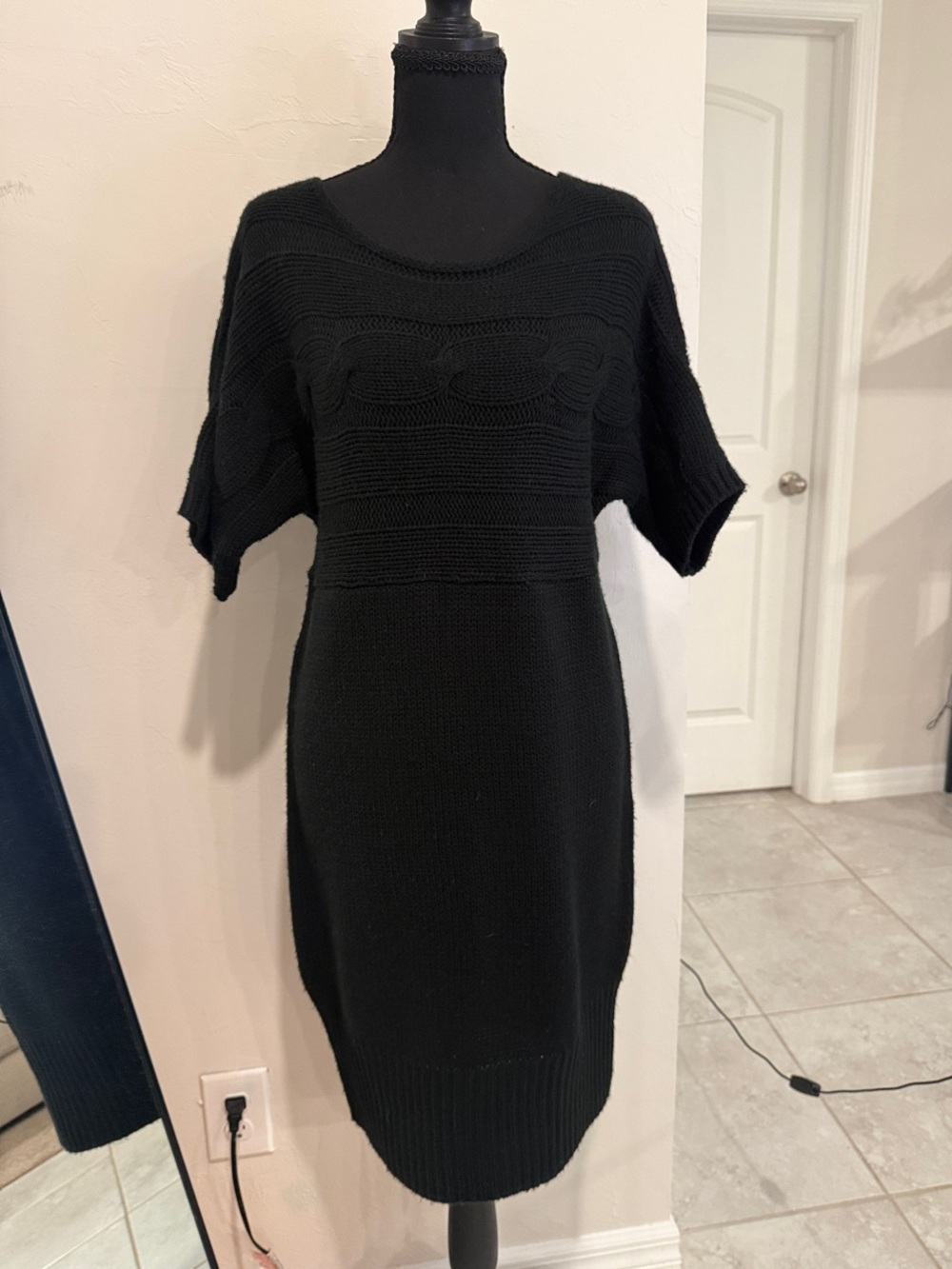 Apostrophe Black Knit Midi Sweater Dress